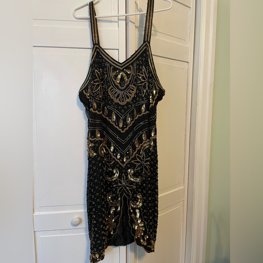 Black and Gold Embellished Dress
